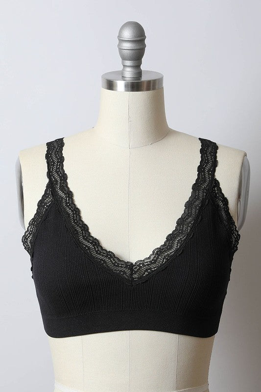 Lace Trim Padded Bralette by Leto Accessories | Fleurcouture