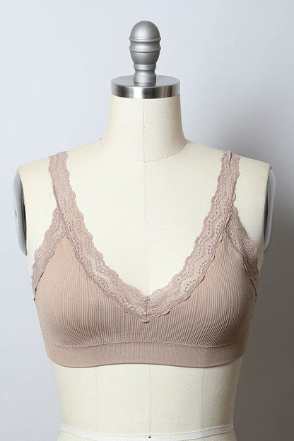 Lace Trim Padded Bralette by Leto Accessories | Fleurcouture