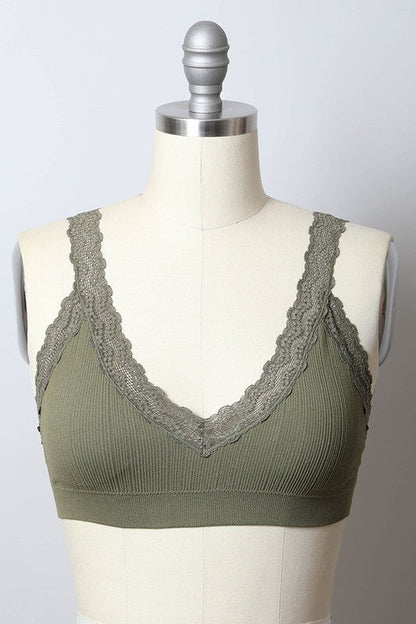 Lace Trim Padded Bralette by Leto Accessories | Fleurcouture