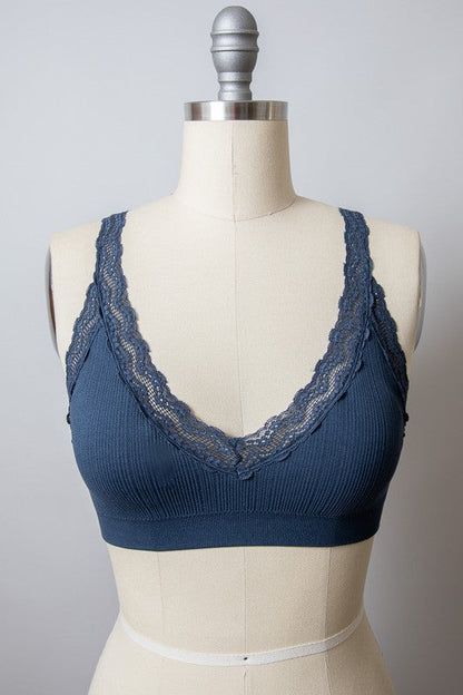 Lace Trim Padded Bralette by Leto Accessories | Fleurcouture