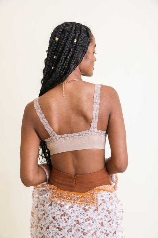 Lace Trim Padded Bralette by Leto Accessories | Fleurcouture