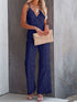 Lace V-Neck Spaghetti Strap Jumpsuit Navy XS Jumpsuits by Trendsi | Fleurcouture