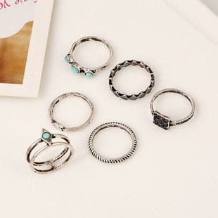 lady geometric alloy plating artificial gemstones women&