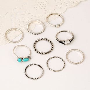 lady geometric alloy plating artificial gemstones women&