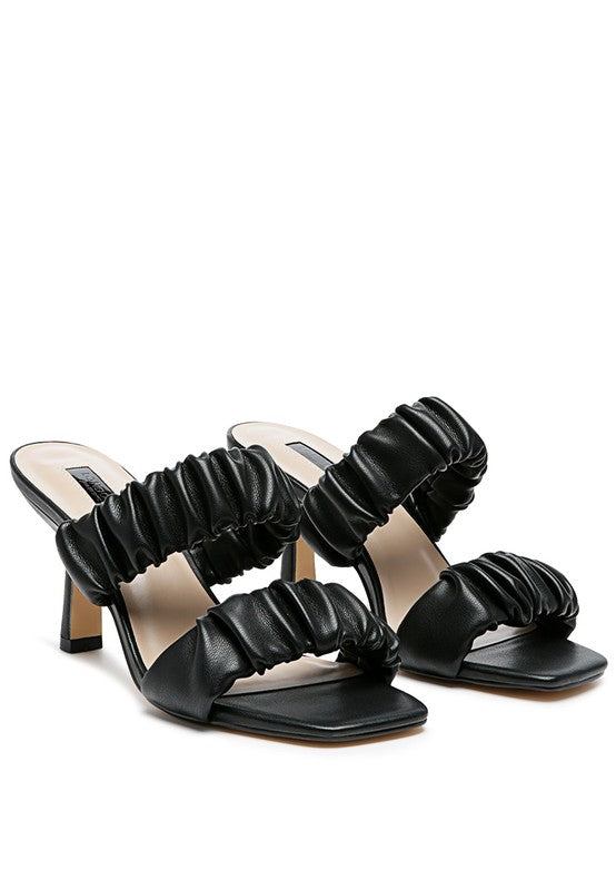 LADY LYNN GATHER AROUND SLIP-ON HEELED SANDAL Black 5 by Rag Company | Fleurcouture