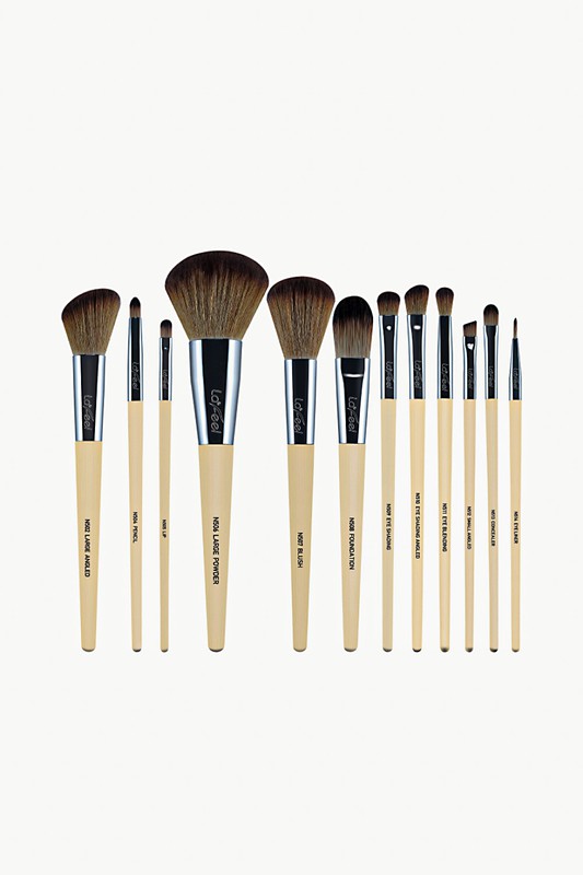 Lafeel Face and Eye Brush Set with Bag Beige S3 by Sifides | Fleurcouture