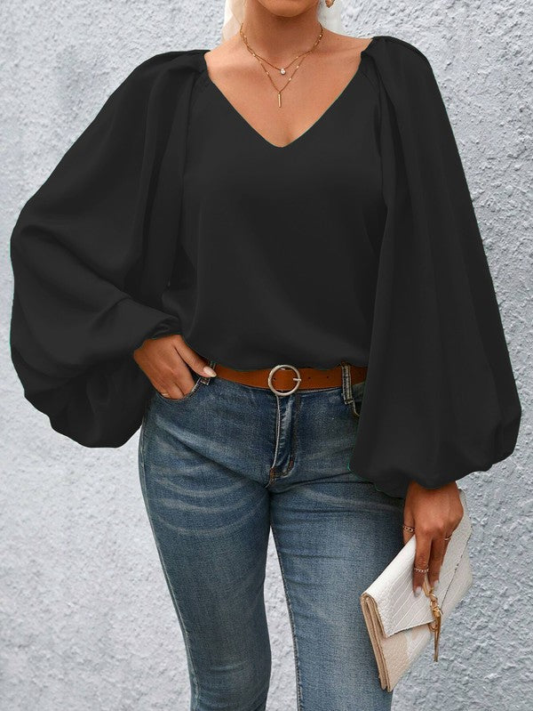 Lantern Sleeve Blouse by Miss Sparkling | Fleurcouture