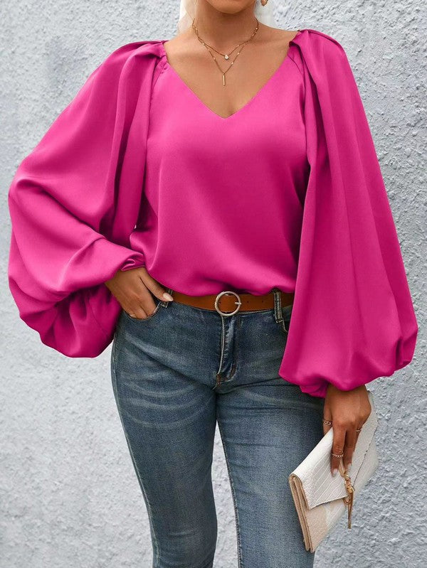 Lantern Sleeve Blouse by Miss Sparkling | Fleurcouture