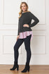 Layered Floral Tulip Hem Back Accent Top Charcoal 1X by EG fashion | Fleurcouture