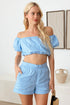 LE LIS COLLECTION Off Shoulder Crop Top and High Waist Shorts Set Light Blue S Two Piece Sets by Trendsi | Fleurcouture