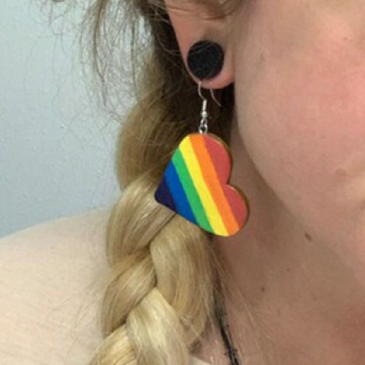 Leather Colorful Striped Heart Earrings Multicolor One Size Earrings by Trendsi | Fleurcouture