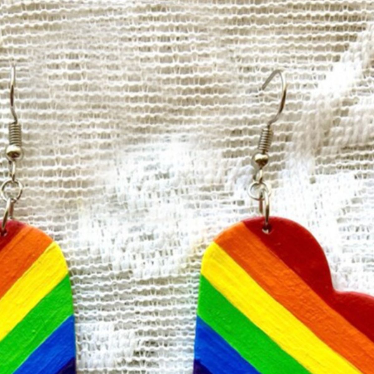 Leather Colorful Striped Heart Earrings Multicolor One Size Earrings by Trendsi | Fleurcouture