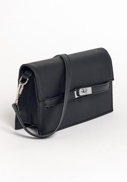 LEATHER FLAP ENVELOPE BAG BLACK Os by Bella Chic | Fleurcouture