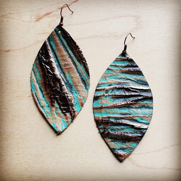 Leather Oval Earring-Turquoise Chateau green 1 by The Jewelry Junkie | Fleurcouture