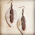 Leather Oval Earrings in Hair with Copper Feather white 1 by The Jewelry Junkie | Fleurcouture