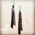 Leather Rectangle Earring in Turquoise Floral brown 1 by The Jewelry Junkie | Fleurcouture