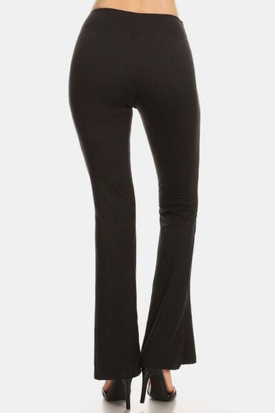 Leggings Depot High Waist Flare Leggings Black by Trendsi | Fleurcouture