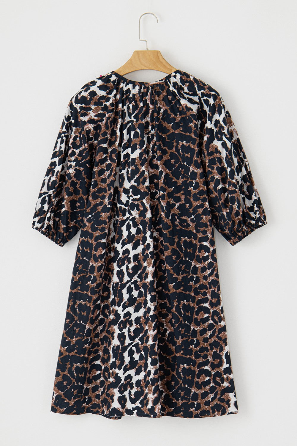 Leopard Button Up Half Sleeve Mini Dress Leopard Women&