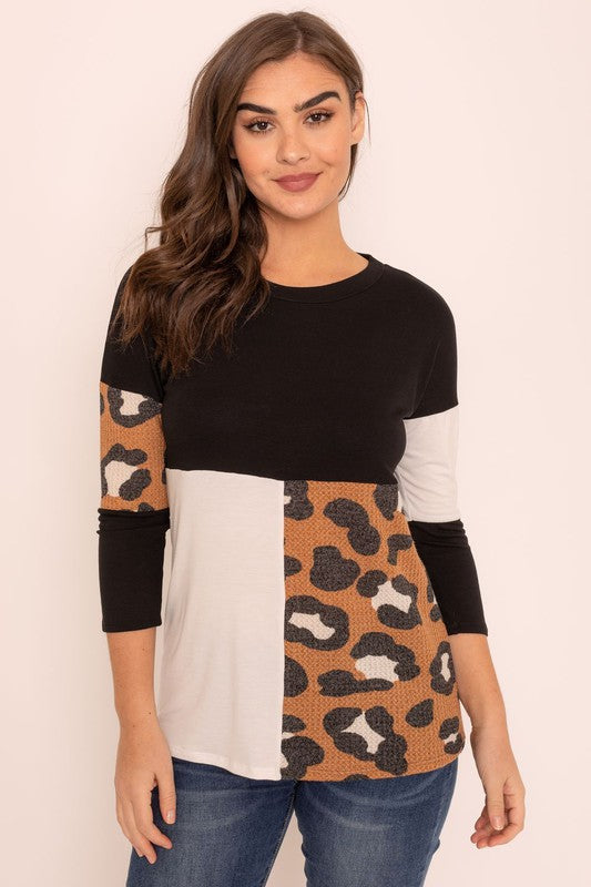 Leopard Color Block Tunic by EG fashion | Fleurcouture