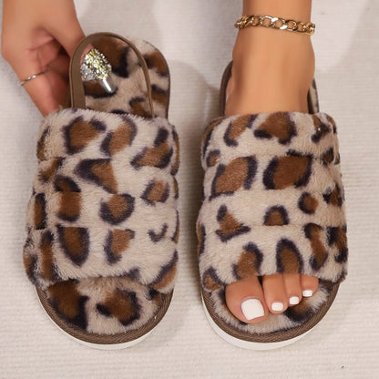 Leopard Open Toe Slippers Khaki 36(US5) Women&