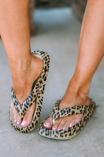 Leopard Print Thick Sole Flip Flops Leopard 37 Shoes &amp; Bags by Fleurcouture | Fleurcouture