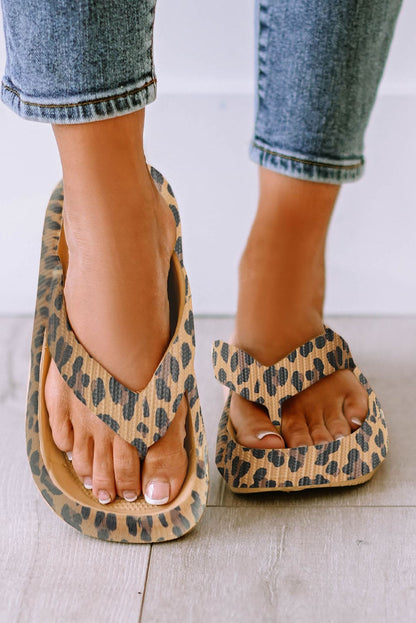 Leopard Print Thick Sole Flip Flops Leopard Shoes &amp; Bags by Fleurcouture | Fleurcouture