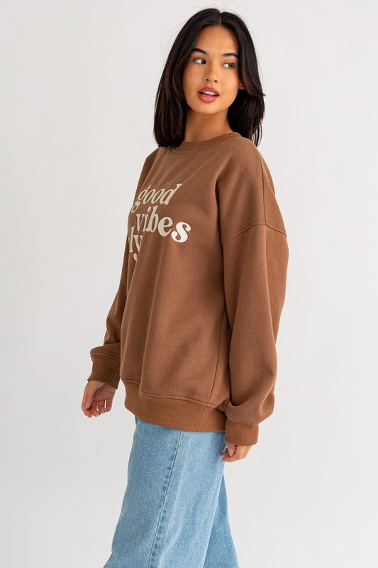 Letter Embroidery Oversized Sweatshirt by LE LIS | Fleurcouture