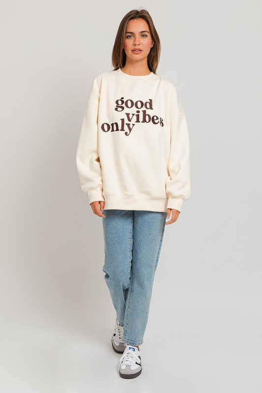 Letter Embroidery Oversized Sweatshirt by LE LIS | Fleurcouture