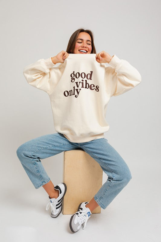 Letter Embroidery Oversized Sweatshirt by LE LIS | Fleurcouture