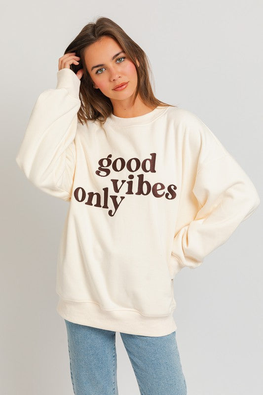 Letter Embroidery Oversized Sweatshirt by LE LIS | Fleurcouture