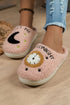 Light Pink Moon & Clock Pattern Fuzzy Home Slippers Light Pink 37 100%Polyester+100%TPR Shoes & Bags by Fleurcouture | Fleurcouture