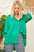 LIGHT SATIN BUTTON DOWN SHIRT Kelly Green S by Sweet Generis | Fleurcouture