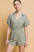 Linen Button Down Romper MOSS S by Love Tree | Fleurcouture