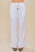 Linen Drawstring Waist Long Pants with Pockets WHITE S by Love Tree | Fleurcouture