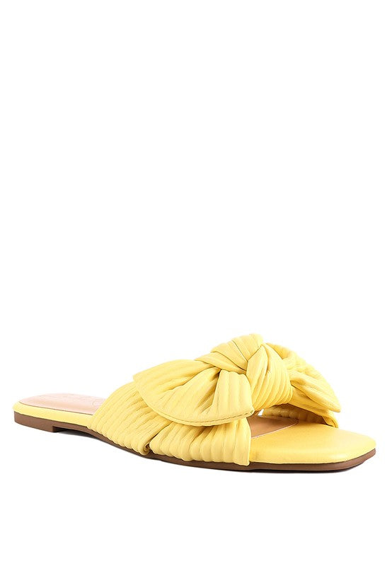 Little Jane Textured Bow Slider Flats Yellow 5 by Rag Company | Fleurcouture