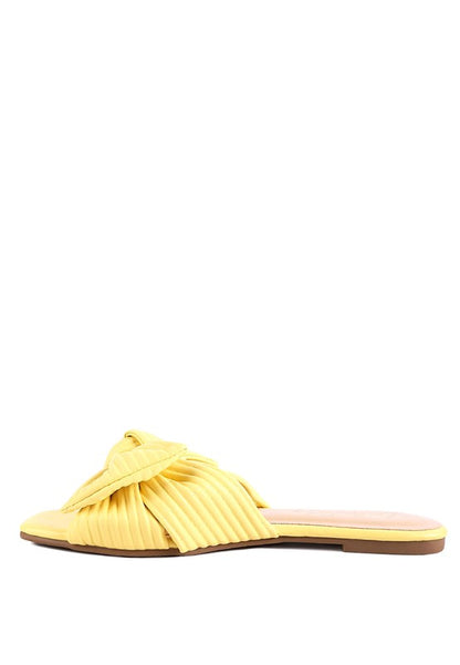 Little Jane Textured Bow Slider Flats Yellow by Rag Company | Fleurcouture