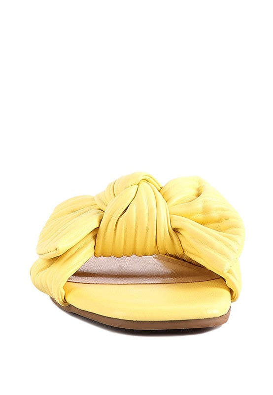 Little Jane Textured Bow Slider Flats Yellow by Rag Company | Fleurcouture