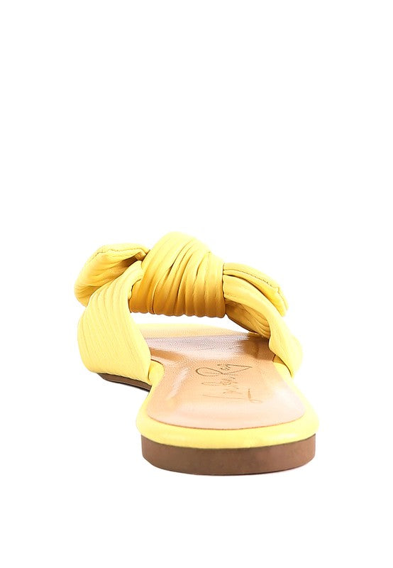 Little Jane Textured Bow Slider Flats Yellow by Rag Company | Fleurcouture