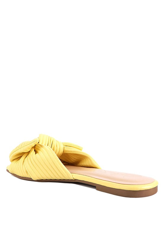 Little Jane Textured Bow Slider Flats Yellow by Rag Company | Fleurcouture