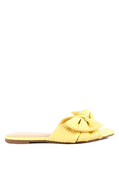 Little Jane Textured Bow Slider Flats Yellow by Rag Company | Fleurcouture