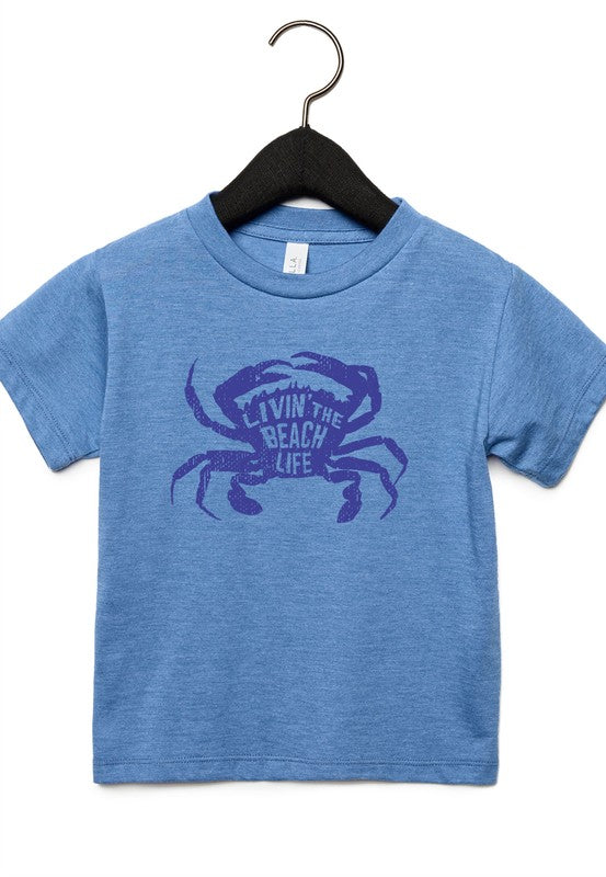 Livin That Beach Life Crab Toddler Tee Columbia Blue L by Ocean and 7th | Fleurcouture