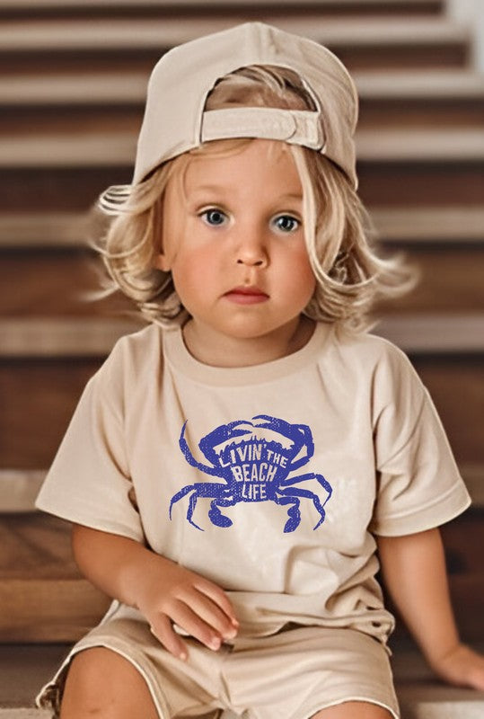 Livin That Beach Life Crab Toddler Tee Cream L by Ocean and 7th | Fleurcouture