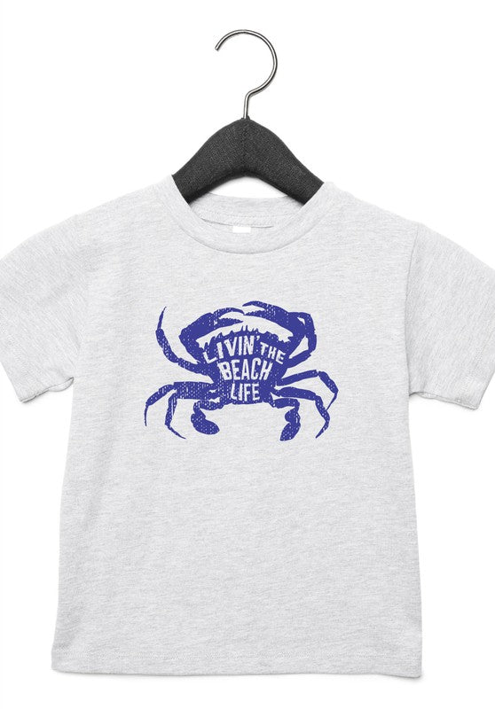 Livin That Beach Life Crab Toddler Tee Oxford Grey L by Ocean and 7th | Fleurcouture