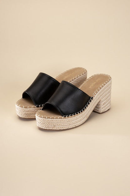 LOCK-1 Espadrille Mule Heels BLACK by Top Guy Footwear | Fleurcouture