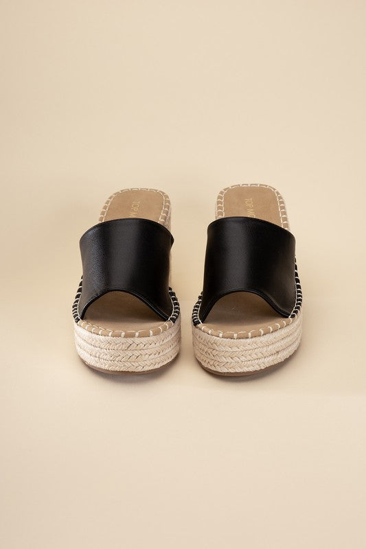 LOCK-1 Espadrille Mule Heels BLACK by Top Guy Footwear | Fleurcouture