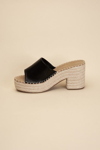 LOCK-1 Espadrille Mule Heels BLACK by Top Guy Footwear | Fleurcouture