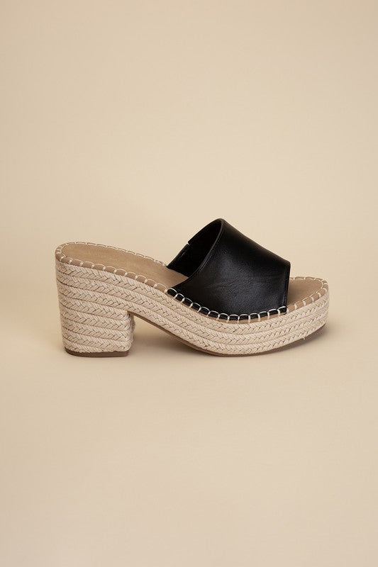 LOCK-1 Espadrille Mule Heels BLACK by Top Guy Footwear | Fleurcouture