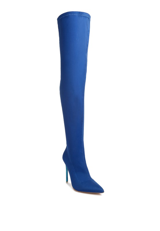 Lolling High Heel Long Boots Blue 5 by Rag Company | Fleurcouture