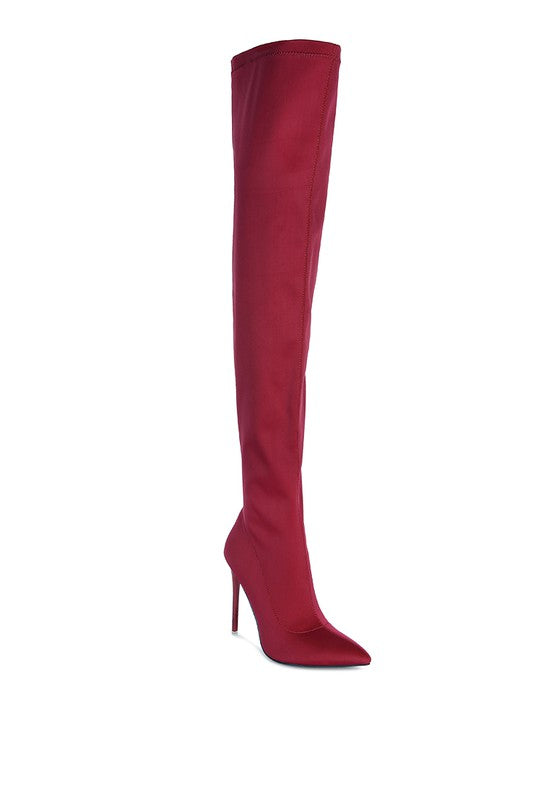 Lolling High Heel Long Boots Burgundy 5 by Rag Company | Fleurcouture