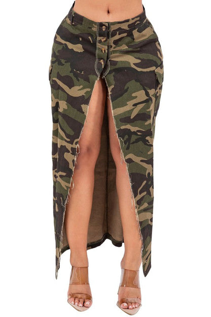 LONG MAXI SKIRT CAMOFLAGE by By Claude | Fleurcouture